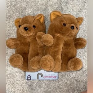 Aeropostale NWT brown teddy bear slippers size 8/9